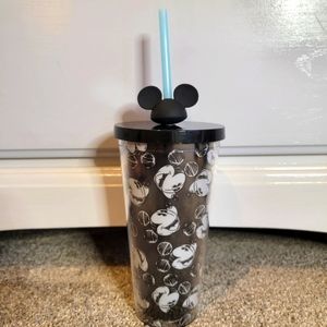 Disney Mickey Mouse double-walled travel tumbler with Mickey hat on straw. 20 oz